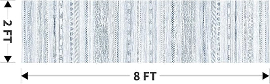 2x8 Runner Rug Machine Washable Non Slip Area Rug Distressed Neutral Moroccan Boho Rug Ultra Soft Floor Runners for Hallways for Entryway Laundry Room Kitchen, Blue