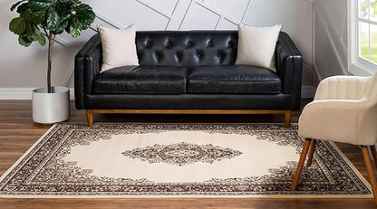 Unique Loom Reza Collection Traditional Persian Style Area Rug, 2 ft 2 in x 3 ft, Ivory/Brown