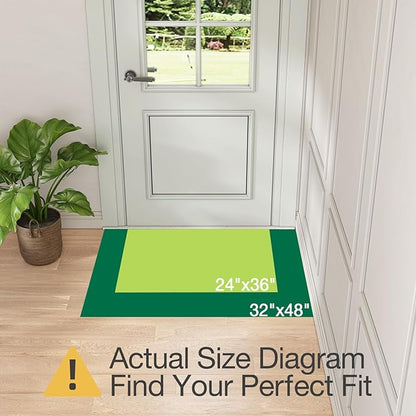 LUMI Indoor Door Mat 32x48, Washable Front Doormat with Welcome Leaf Pattern, Non-Slip Rubber Back Absorbent Mats for Entrance, Patio, Garage, Dark Grey