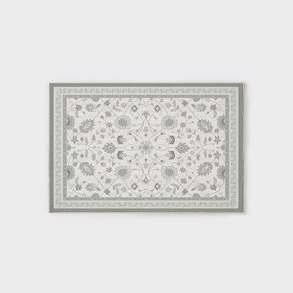 EVERGRACE Area Rugs for Entryway 2x3, Boho Floral Faux Wool Indoor Outdoor Small Rugs, Washable Rugs for Bedroom Bathroom Laundry Doormat, Low Pile Floor Mat Carpet for Home Decor, Cool Gray