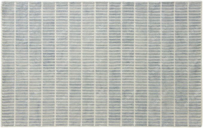 Capitola Hand-Tufted Wool Rug 5x5 Ft (Round) Blue Coastal, Rustic Area Carpet for Bedroom Living Room, Textured Natural PB Style, Soft Wool Accent Mat