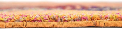 Unique Loom Estrella Collection Rustic, Distressed, Modern, Abstract Area Rug (6' 0 x 6' 0 Round, Orange/Black)