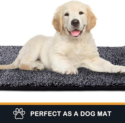 PURRUGS Dirt Trapping Door Mat 31.5" x 47", Non-Slip Machine Washable Entry Rug, Shoe Scraper, Dog Doormat, Super Absorbent Welcome Mat for Front & Back Door, Muddy Shoes & Paws, Bluish Grey-Black