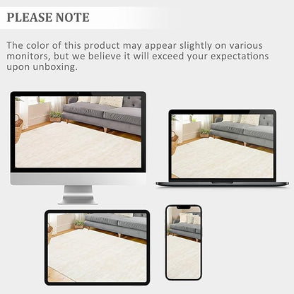 RUGSREAL Machine Washable Runner Rug 2x8 Long Hallway Runner Mat Entryway Contemporary Soild Runner Rug Low-Pile Modern Indoor Throw Carpet for Laundry Bedroom Living Room, 2'3" x 8' Cream-White