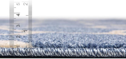 Rugs.com Lattice Collection Rug – 8 Ft Round Light Blue Medium Rug Perfect for Kitchens, Dining Rooms