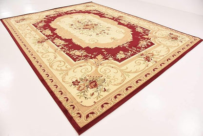 Unique Loom Versailles Collection Traditional Classic Floral Motif Area Rug (10' 0 x 13' 0 Rectangular, Burgundy/ Ivory)