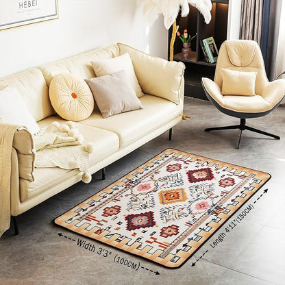 Bohemian Area Rug 3x5 Boho Decor Western Rugs for Living Room | Southwestern Native Aztec Washable Rug, Ethnic Tribal Geometric Carpet Indoor Floor Mat