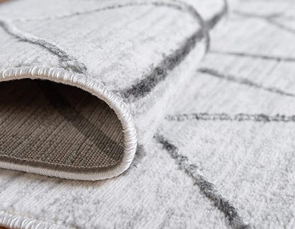 Rugs.com Lattice Trellis Collection Rug – 10 Ft Runner White Low-Pile Rug Perfect for Hallways, Entryways
