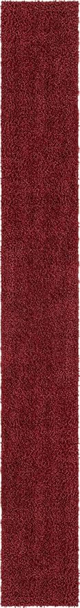 Unique Loom Davos Shag Collection Area Rug - Solid (2' 7" x 20' Runner, Poppy)
