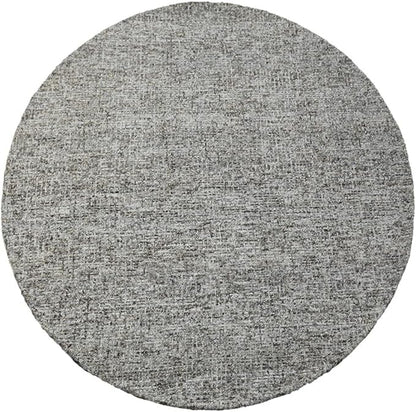 Hand Tufted Wool ECO-Friendly Area Rugs - 8'x8', Round Shape, Dark Brown & Beige, Solid Plain Design, High Pile Thick Handmade Area Rugs for Living Room, Bed Room (KWC111)