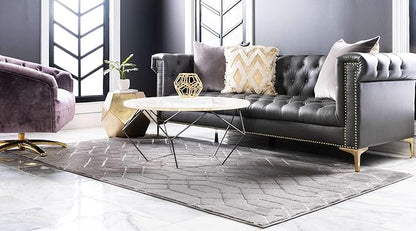 Unique Loom Marilyn Monroe Glam Collection Area Rug - Trellis (5' 3' x 8' Rectangle, Gray Silver/ Silver)