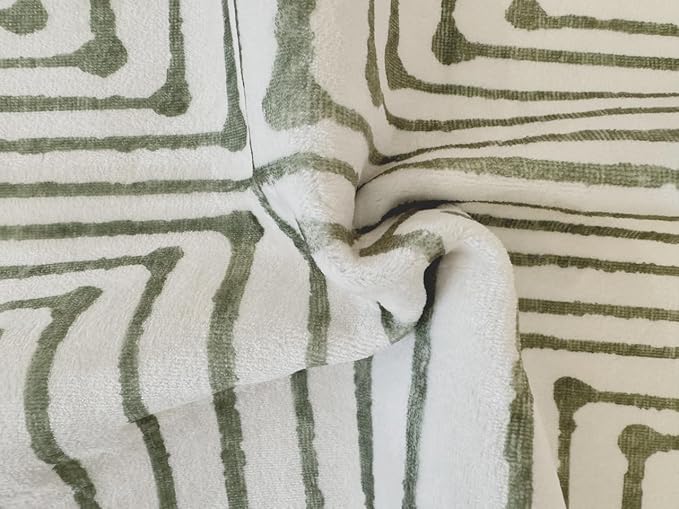 GLN Rugs Contemporary Collection - Machine Washable Area Rug, Contemporary Washable, Non Slip, Low Pile Chenille Rug, Living Room, Bedroom, Kitchen Rug (4' x 6' Green Beige)