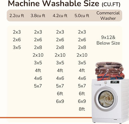 Area Rug 2x3 Rug Machine Washable Non-Slip Low Pile Print Pattern Western Rug for Living Room Bedroom Entryway Tribal Series -Cream/Camel