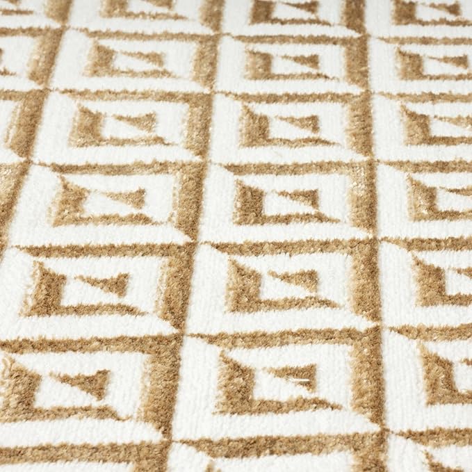 LUXE WEAVERS Geometric Greek Pattern Area Rug, Gold, 5'X7'