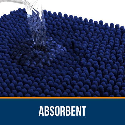 OLANLY Toilet Rugs U-Shaped 20x20, Extra Soft Absorbent Chenille Contour Bathroom Rugs for Toilet, Dry Quickly, Machine Washable, Non-Slip Bath Mat, Navy
