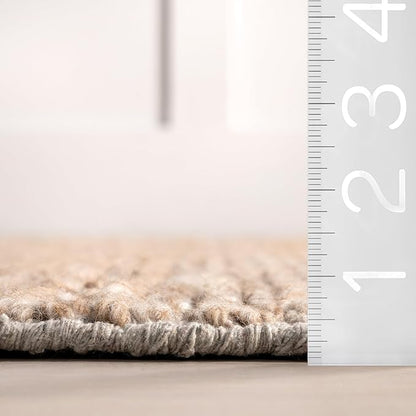 Nuloom Penelope Tan, 7'6" x 9'6", Hand-Braided, Wool & Cotton, Soft and Textured, High Traffic, Stain Resistant, Easy Clean, Durable Area Rug for Bedroom, Living Room, Dining, Foyer, Entryway