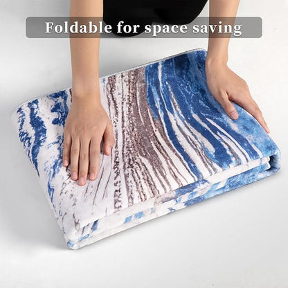 Ciicool Abstract Area Rug Indoor, 5x7 Swirl Washable Entryway Rug, Modern Soft Throw Entry Rug with Non-Slip Backing for Bedroom Living Room Entrance Kitchen, Low-Pile Floor Carpet Doormat Blue Brown