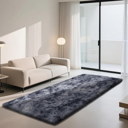Soft Runner Rugs for Bedroom, Mottling Dark Grey 2x8 Runners for Hallways Fluffy Rug Carpet, Bedside Rug for Living Room Bedroom Kids Room Home Decor