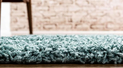 Unique Loom Solid Shag Collection Area Rug (2' 7" x 10' Runner Light Slate Blue)