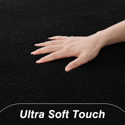 Area Rugs for Living Room Bedroom, 4 x 6 Ft Non-Slip Modern Area Rug, Soft Thickened Memory Foam Rug, Comfy Minimalist Indoor Carpet for Boys Girls Room Nursery Dorm Home Decor, Black