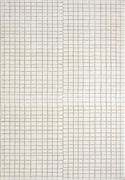 Abani Cream Grid Textured Area Rug - 4' x 6' - Chunky, Plush and Soft Washable Carpet - Perfect for Living Room & Bedroom - Plush Deco Collection