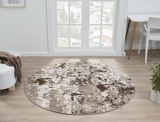 Keen Home Design Area Rugs - 8ft Round Non-Shedding, Abstract Rugs for Kitchen, Living Room, Bedroom, Dining Room, Entryway - Size: 7'10" Round, Multi