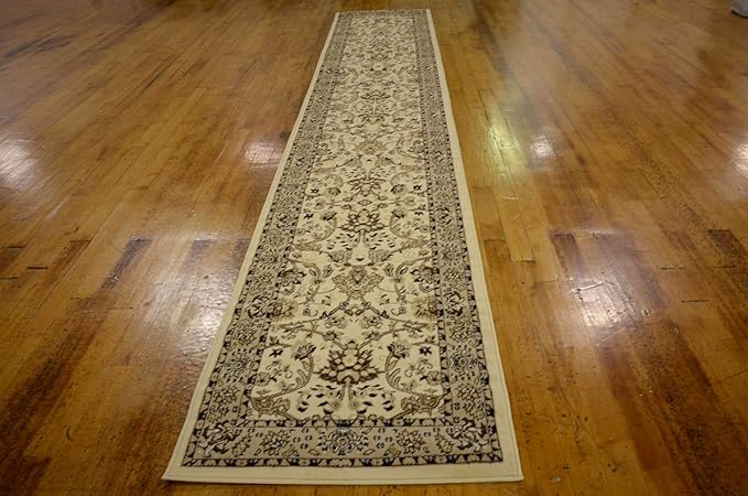Unique Loom Sialk Hill Collection Area Rug - Washington (2' 11" x 16' 5" Runner Ivory/Black)