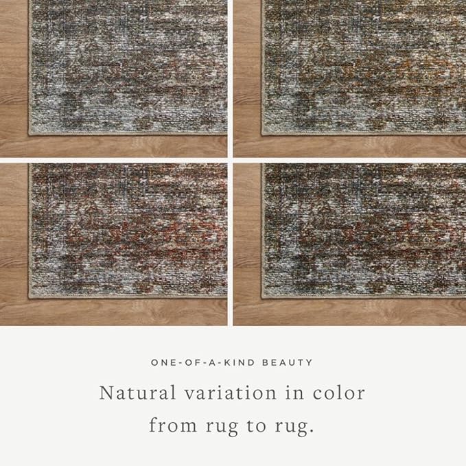 Loloi Amber Lewis Billie Collection, Tobacco & Rust 2'-6" x 12'-0" Area Rug – Antique & Distressed Accent Rugs for Living Room, Bedroom, Entryway & Hallway, No Shed High Traffic Area Home Decor Rug