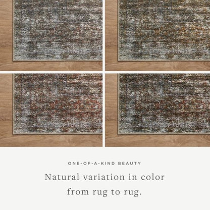 Loloi Amber Lewis Billie Collection, Tobacco & Rust 5'-0" x 7'-6" Area Rug – Antique & Distressed Accent Rugs for Living Room, Bedroom, Entryway & Hallway, No Shed High Traffic Area Home Decor Rug