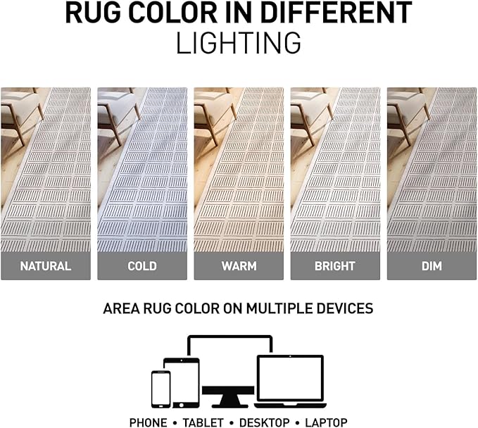 Rugshop Bohemian Stripe Lines Washable Non Slip Area Rug 2' x 3' Ivory