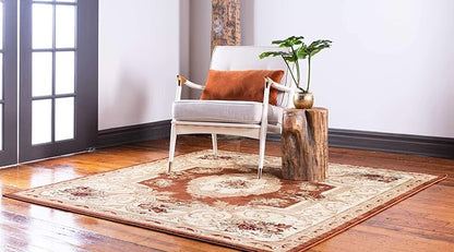 Unique Loom Versailles Collection Area Rug - Henry (6' 1" Square Brick Red/Brown)