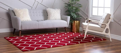Rugs.com Lattice Frieze Collection Rug – 9' x 12' Red Medium Rug Perfect for Living Rooms, Large Dining Rooms, Open Floorplans