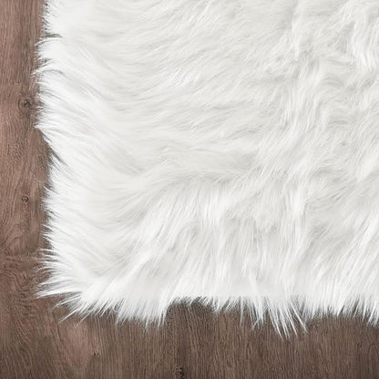 Latepis Large Area Rugs 6.7x10 Big White Faux Sheepskin Fur Rug for Living Room Washable Fluffy Rug for Bedroom High Pile Plush Shaggy Rugs Home Décor Rectangle