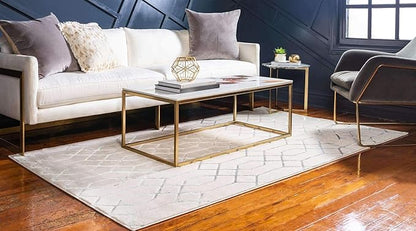 Marilyn Monroe Glam Collection Area Rug - Trellis (7'x 10' Rectangle, White Silver/ Silver)