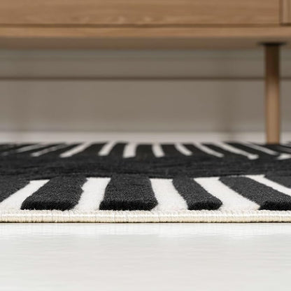 JONATHAN Y Hallie High-Low Curve Black/White 3x5 Indoor Area Rug, Minimalist Geometric, Modern, Non-Shedding, Stain Resistant for Bedroom, Living Room, Kitchen (SCN100F-3)