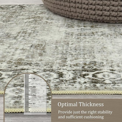 Morebes Vintage Extra Long Runner Rugs for Hallways 10 ft, Washable 2x10 Runner Rug for Kicthen Non Slip, Soft Distressed Non-Shedding Throw Carpet for Entryway Living Room, Brown