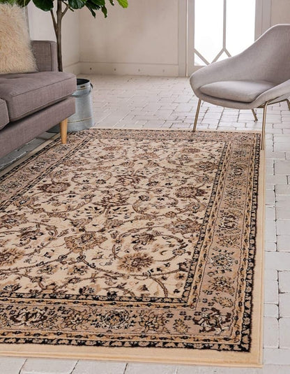 Unique Loom Sialk Hill Collection Area Rug - Washington (9' x 12' Rectangle Ivory/Black)