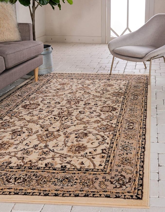Unique Loom Sialk Hill Collection Area Rug - Washington (5' 3" x 8' Rectangle Ivory/Black)