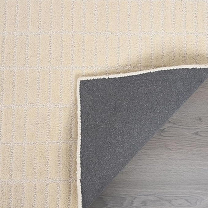 Hand-Tufted 100% Wool Area Rug – Unique Modern Geometric Grid Pattern, Soft Plush Textured Carpet for Living Room, Bedroom, Dining Room & Entryway (Beige, 5' x 8')