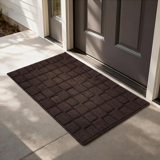 Front Door Mat Outside Entrance, Outdoor Indoor Door Mats for Entryway, Entrance, Entry, Patio, Waterproof Non Slip Doormat, Low-Profile, 24" × 35“, Coffee