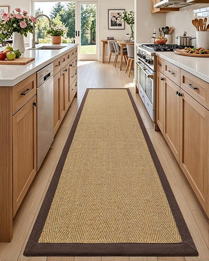 DEXI Hallway Runner Rug 3x10 Jute, Woven Braided Sisal Runner Non Slip, Entryway Farmhouse Runner Carpet for Indoor Luandry Hall Backdoor Bedroom, Natural/Brown