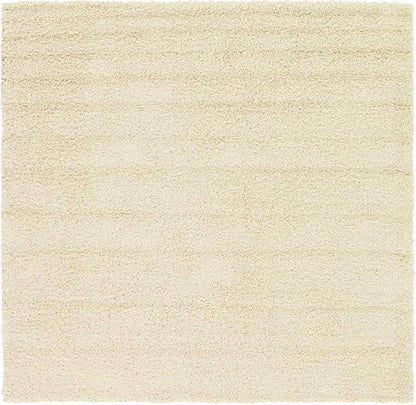 Unique Loom Solid Shag Collection Area Rug (7' 10" Square, Pure Ivory)