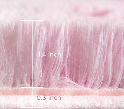 Andency Soft Area Rugs for Living Room Bedroom, 4x6 Fluffy Shaggy Bedside Rug, Non-Slip Large Shag Fuzzy Plush Carpets for Bedroom Kids Dorm Nursery Home Decor Aesthetic, Tie-Dyed White Pink