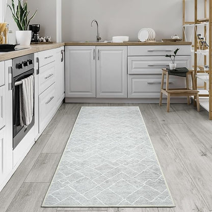 Bloom Rugs Washable Non-Slip 10 ft Runner - Gray/Pebble Striped Runner for Entryway, Hallway, Bathroom, and Kitchen - Exact Size: 2.5' x 10'