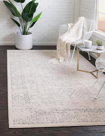 Unique Loom Isabella Collection Area Rug - Adjani (7' 10" x 10' Rectangle, White/ Blue)