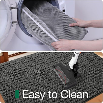 LUMI Washable Door Mat Indoor Entrance 36x60, Dirt Trapper Front Door Mats with Absorbent Interior and Non-Slip Rubber Backing, Entryway Doormat, Grey