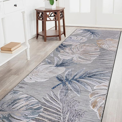 CAMILSON Runner Outdoor Rugs Oriental Retro Traditional Floral Medallion Area Rug 2x7 Non-Shedding Stain Resistant Indoor Carpet for Bathroom Hallway Kitchen Office (2 x 7 / Blue)