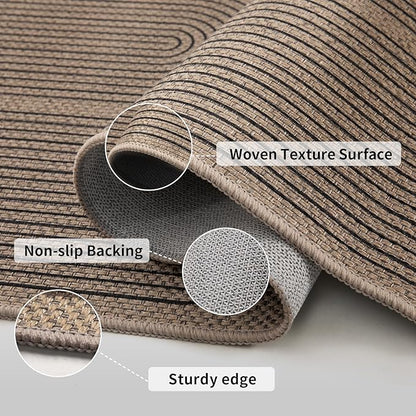 Tangsoo Rainbow Easy Jute Area Rug 4x6 Washable Rug for Indoor Outdoor Patio,Non-Slip Thin Farmhouse Floor Carpet,Boho Throw Mat for Front Porch Kitchen Bedroom Foyer Sunroom