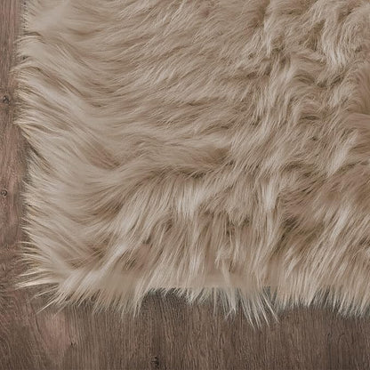 Latepis 8ft Round Light Brown Beige Rugs for Bedroom Fluffy Shag Large Circle Throw Rugs for Living Room Washable Faux Sheepskin Fur Plush Rug Home Decor