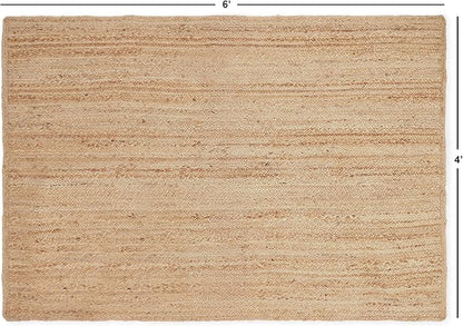 REDEARTH · Rectangular Area Rug - 4'x6' Braided Natural Jute with Non-Skid Backing - Handwoven Boho Rug for Bedroom, Kitchen, Living Room Aesthetic Home Decor - Durable Handmade Rug, Set of 2